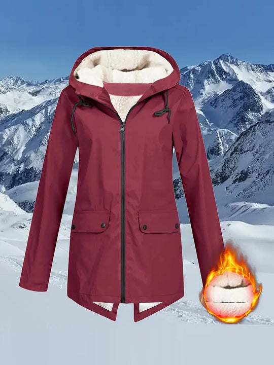 Street-wave Waterproof Hooded Jacket for Outdoor Explorers With Warm Fleece Lined Interior