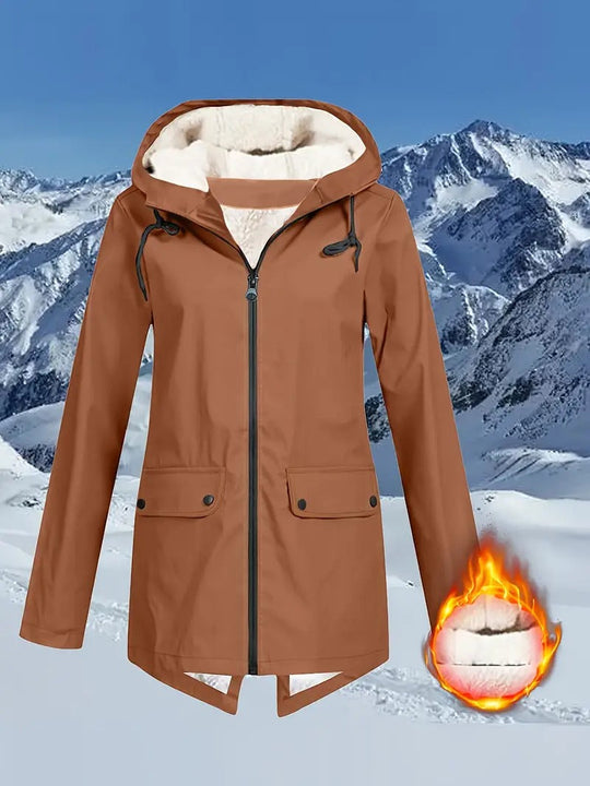 Street-wave Waterproof Hooded Jacket for Outdoor Explorers With Warm Fleece Lined Interior