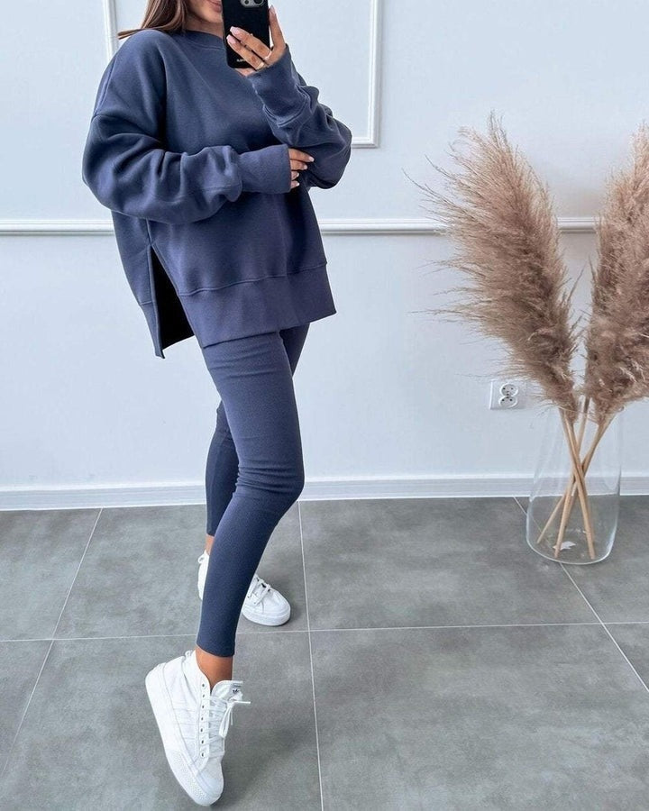 Street-wave Cozy Autumn Sweatshirt Set For Women, Soft Comfort, Relaxed Fit Loungewear