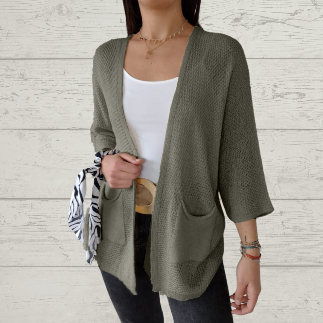 Street-Wave Cozy Knit Cardigan For Women With Stylish Pockets Soft Comfort Fit Everyday Wear