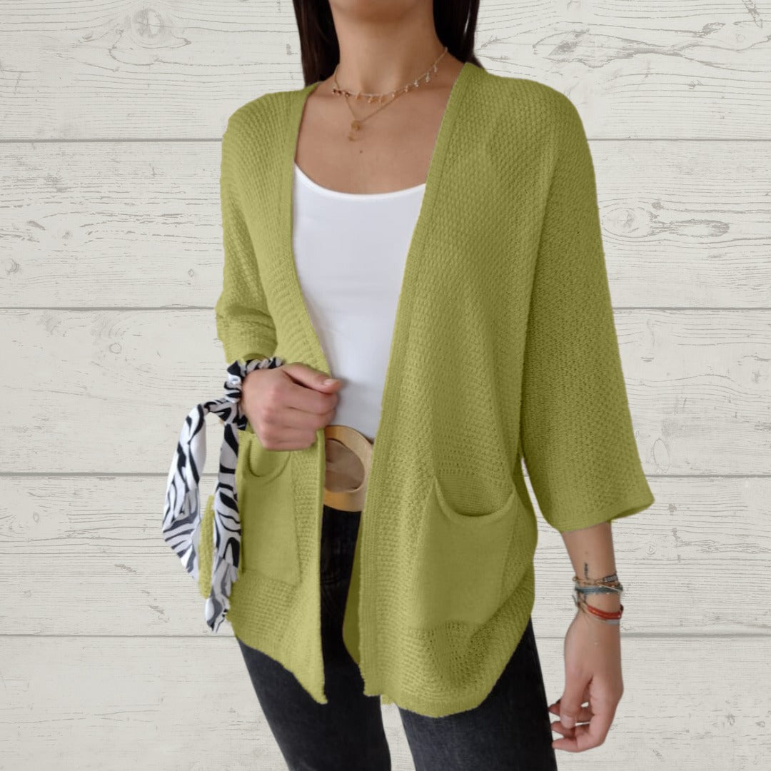 Street-Wave Cozy Knit Cardigan For Women With Stylish Pockets Soft Comfort Fit Everyday Wear