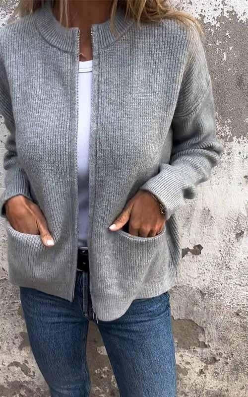 Street-Wave Crewneck Cardigan In Refined Style For Fashionable Women Premium Comfort