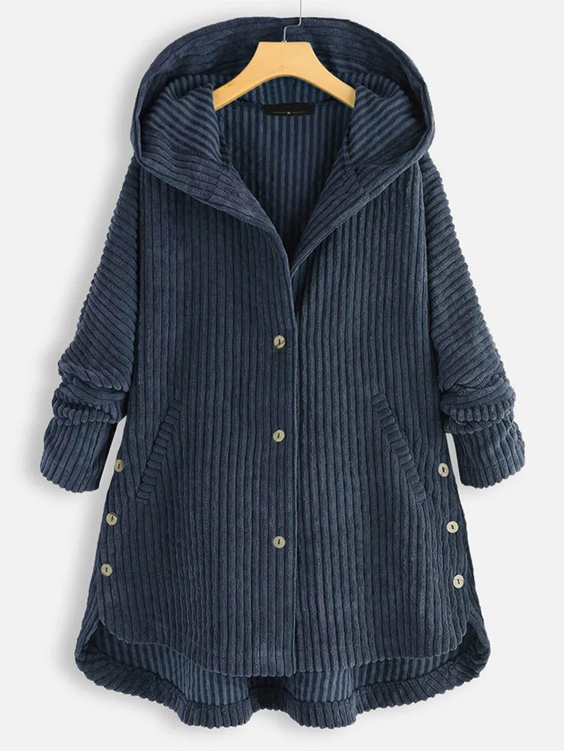 Street Wave Oversized Ribbed Knit Hoodie Jacket For Women With High Low Hem And Cozy Comfort