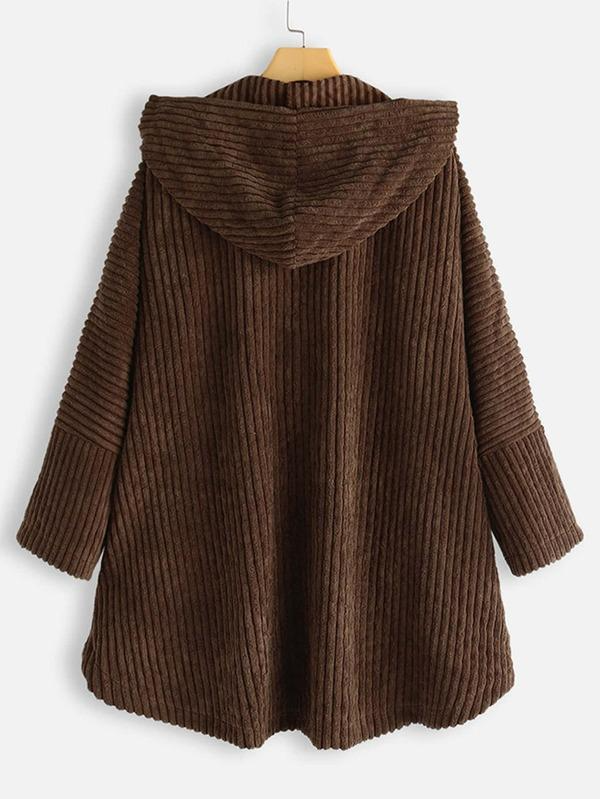 Street Wave Oversized Ribbed Knit Hoodie Jacket For Women With High Low Hem And Cozy Comfort