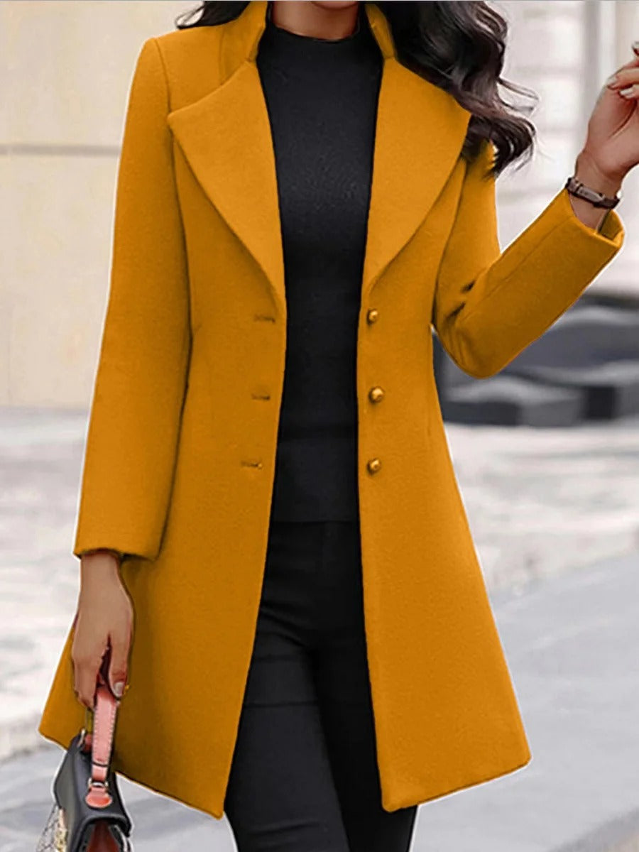 Street Wave Womens Long Sleeve Coat With Elegant Lapels For Sophisticated Everyday Wear
