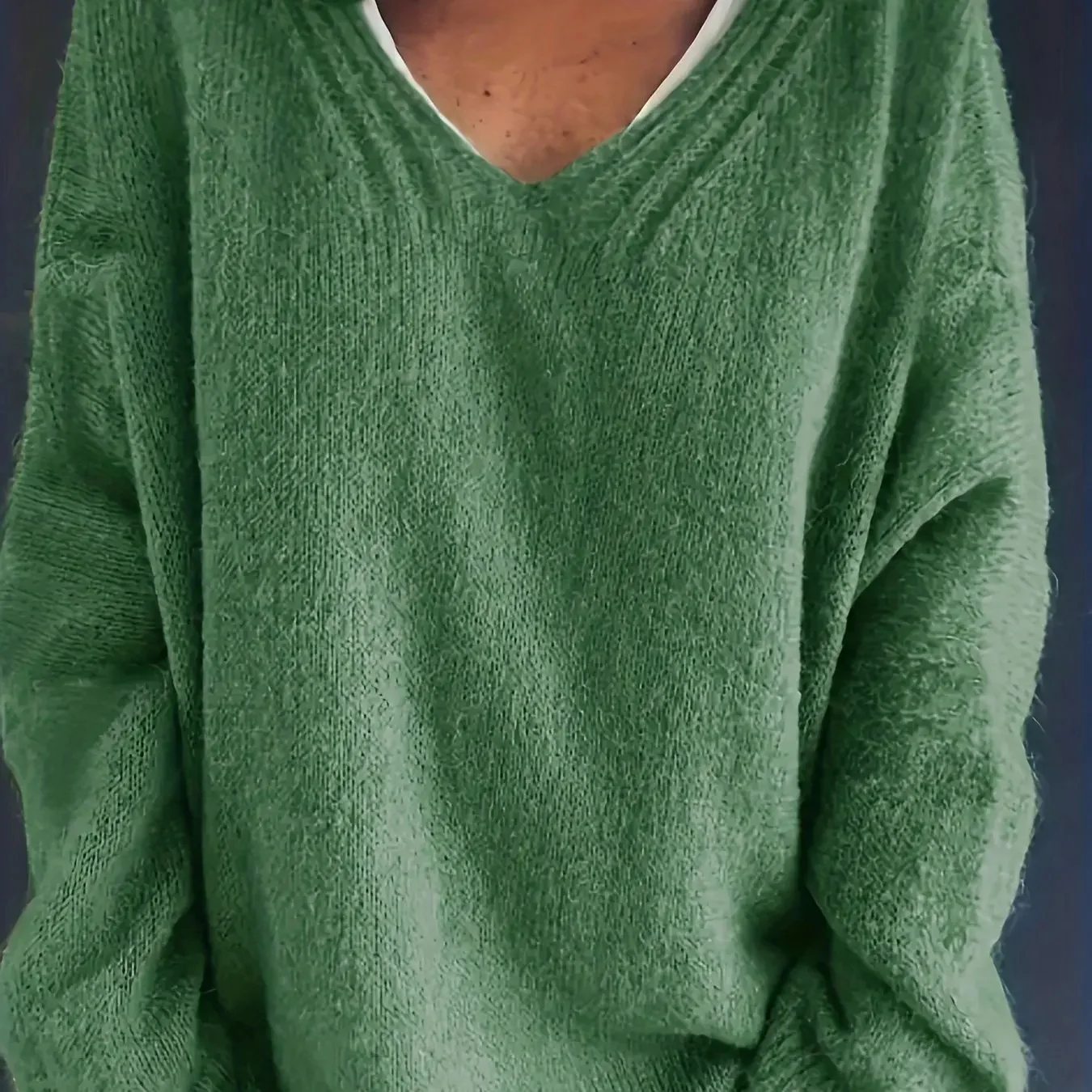 Nordisk-Flair Women V-Neck Sweater Relaxed Fit Soft Knit Ribbed Trim Cozy