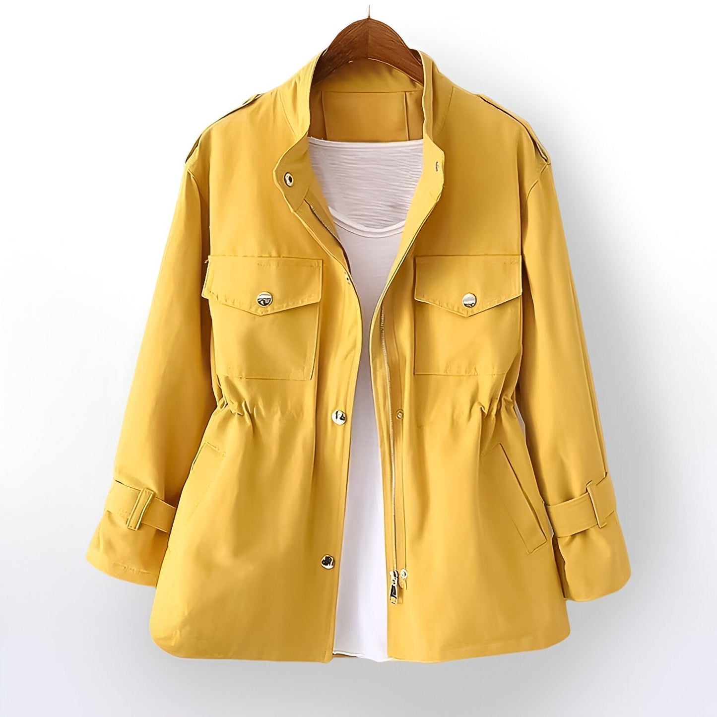 Street-wave Womens Jacket With Classic Tailored Fit Lapel Collar Front Pockets Soft Versatile For Women