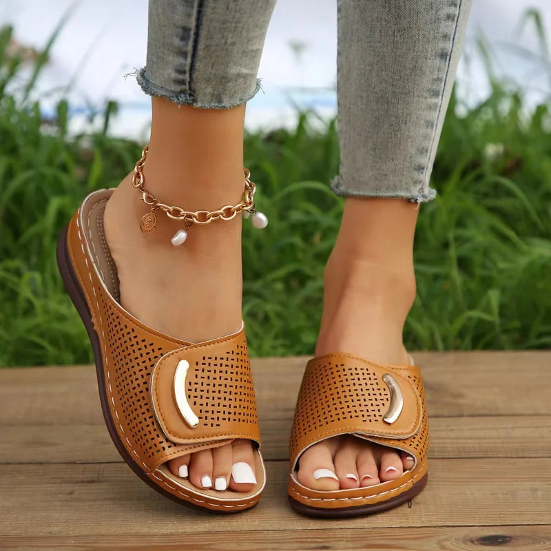 Street Wave Women Open Toe Perforated Sandals For Fashionable Comfort All Day Wear