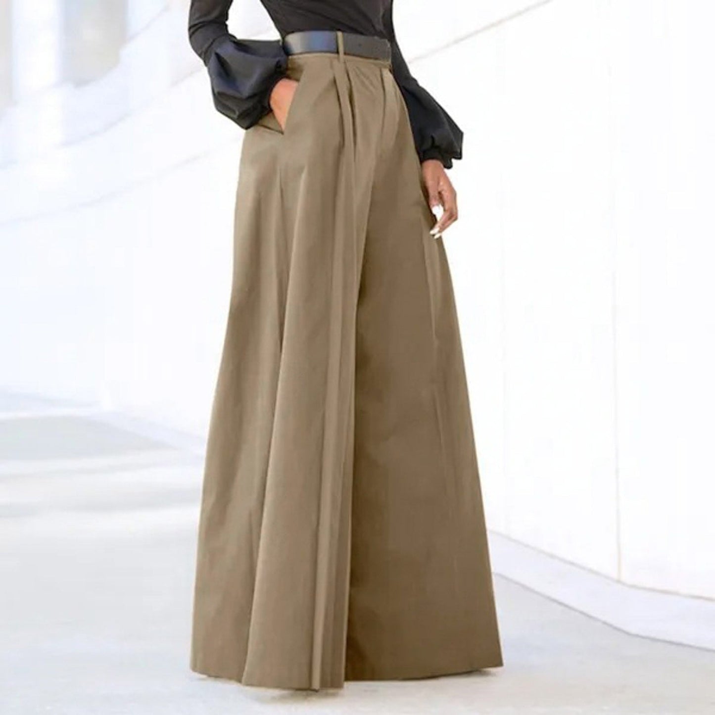 Streetwave Wide Leg Pleated Trousers For Women Elegant All Day Comfort Office Ready