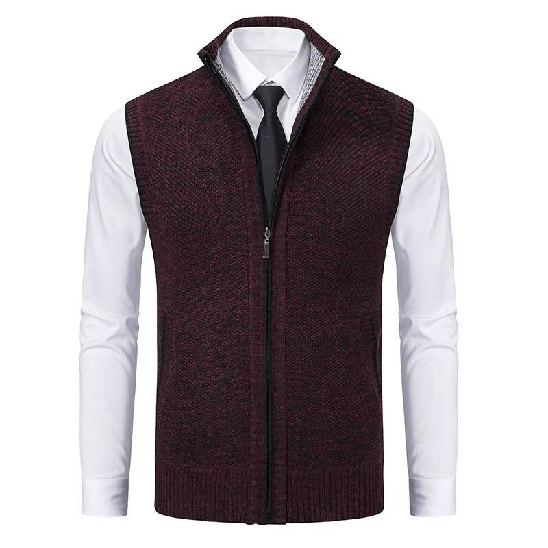Mens Wool Tweed Vest Zip Front Classic Layering Vest For Formal And Casual Wear Street-Wave