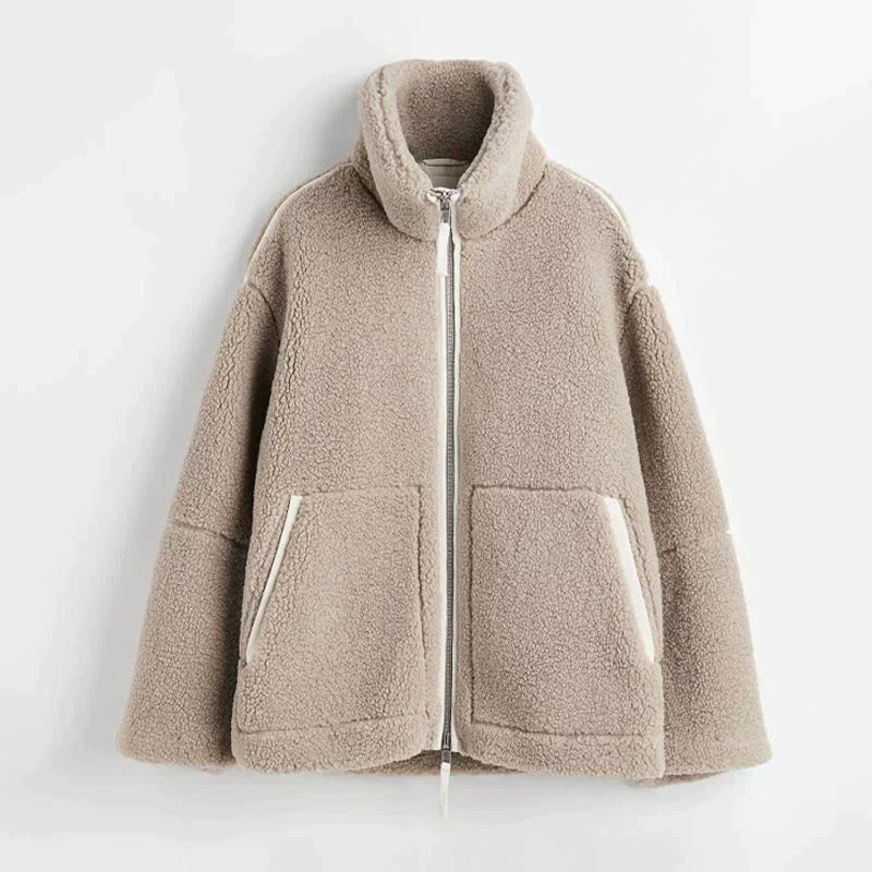 Street-wave Womens Oversized Shearling Coat Plush Warmth Durable Comfort For Everyday Wardrobe