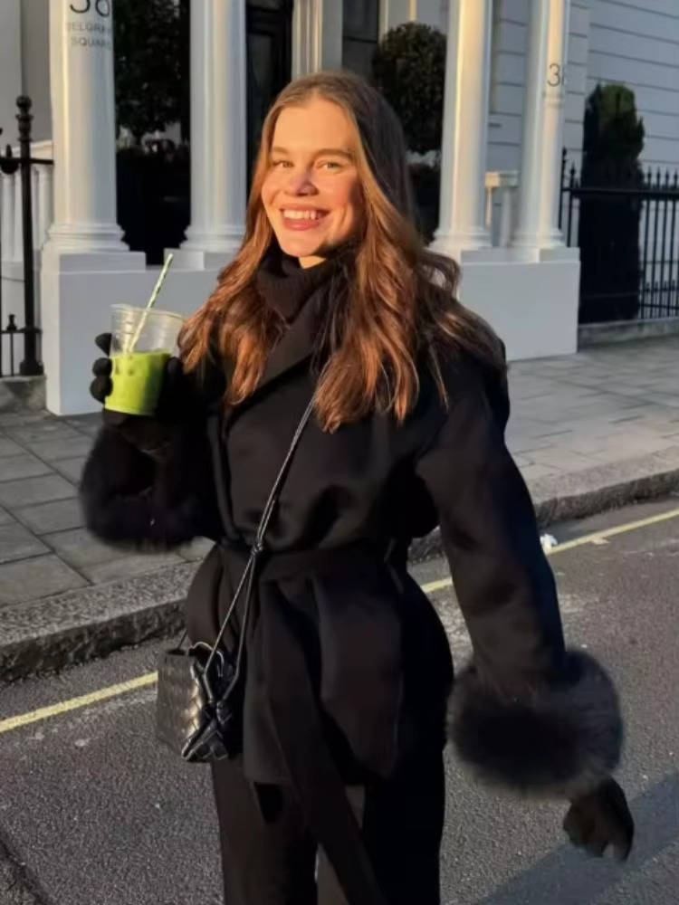 Street-Wave Women's Wrap Short Coat With Belt - Elegant Fit, Cozy Warmth, Effortless All Day Style