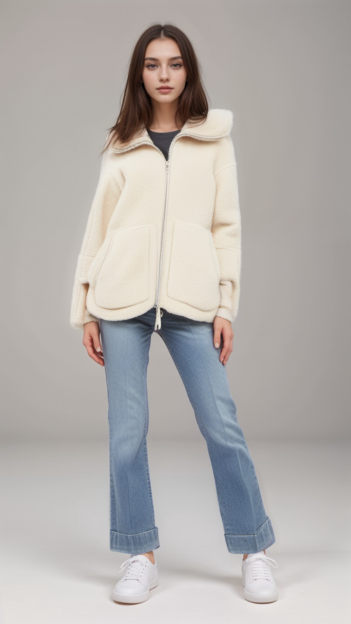 Street-wave Teddy Fleece Jacket For Women Warm Comfortable Polyester Outdoor Coat