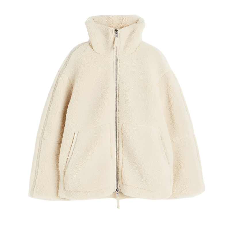 Street-Wave Cozy Teddy Fleece Jacket For Women Warm Soft Zip Front Large Pockets