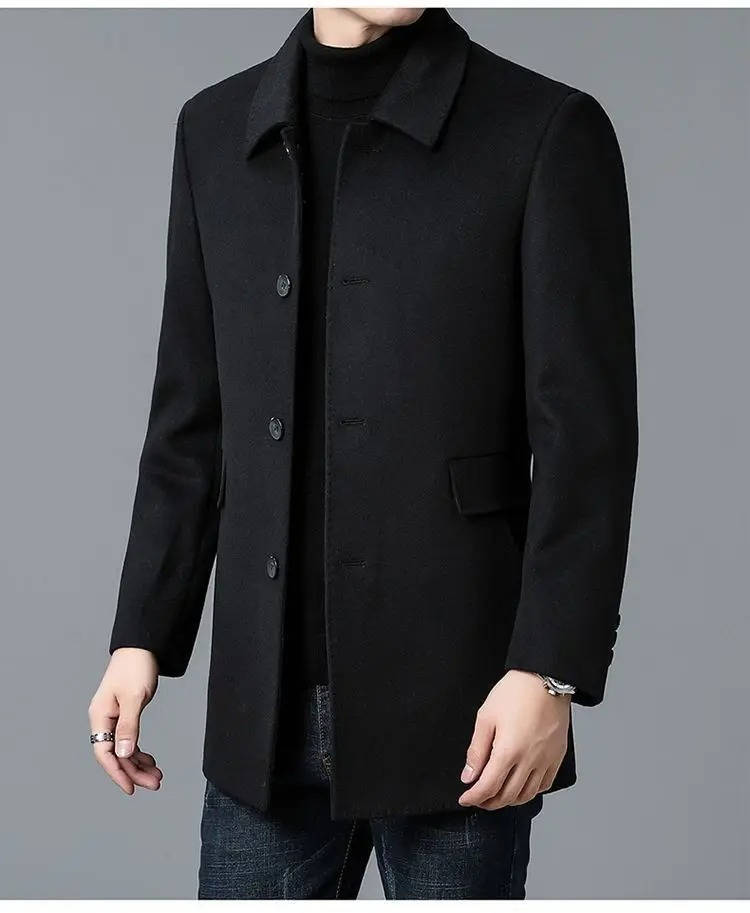 Men's Tailored Short Overcoat for Office Meetings and After Hours Sharp Professional Outerwear