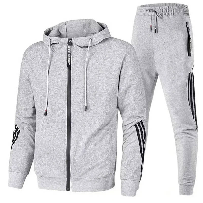 Street-Wave Men's 2 Piece Zip Up Tracksuit With Hooded Jacket And Joggers For Workout And Everyday Wear