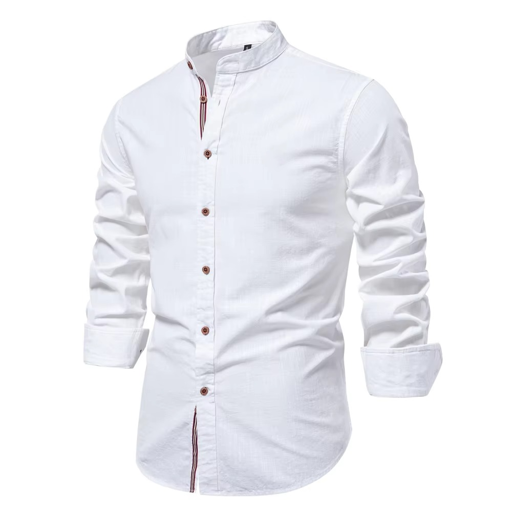 Street-Wave Slim Fit Mandarin Collar Button Down Shirt For Men - Clean Polished Look With All Day Comfort
