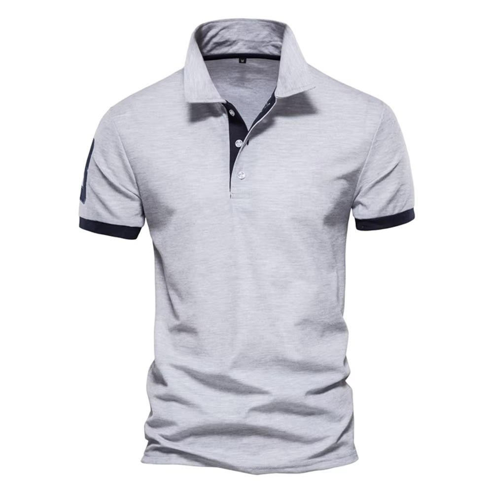 Street-Wave Men's Navy Slim Fit Polo Shirt With Orange Placket And Cuffs For Smart Casual