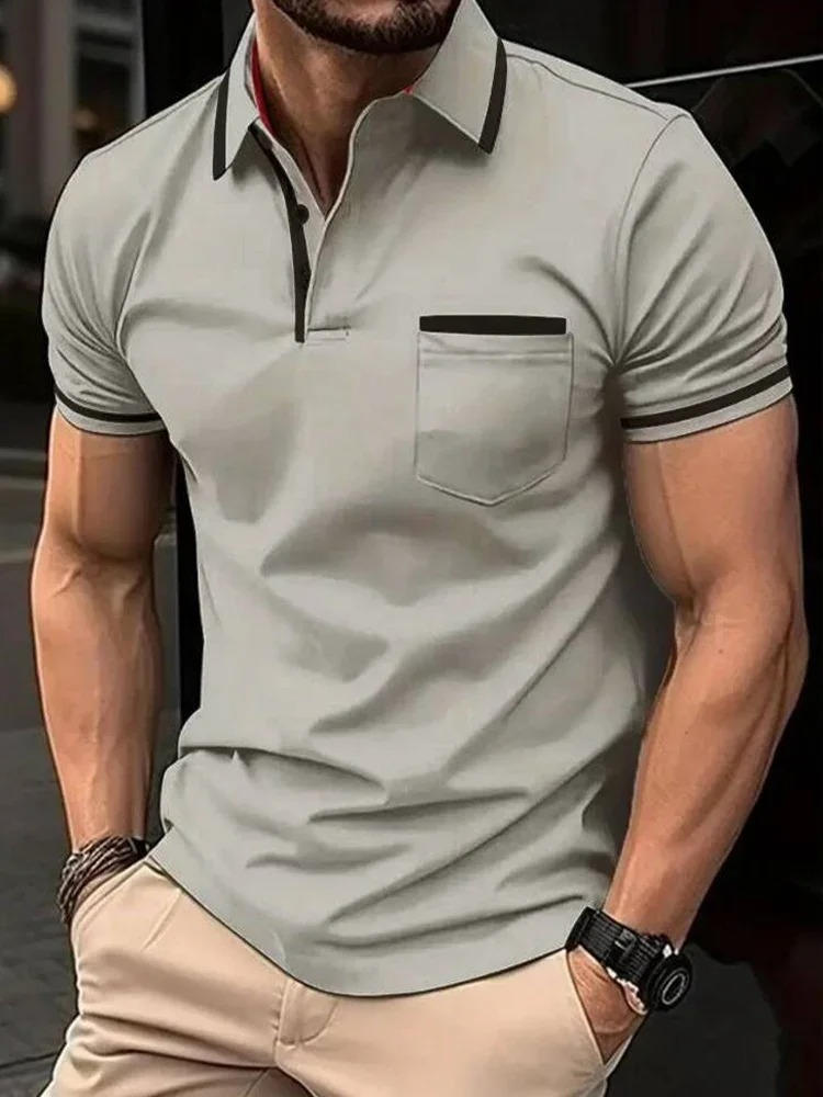 Men's Short Sleeve Polo Shirt With Chest Pocket For Casual Everyday Wear By Street-Wave