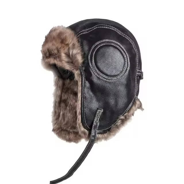 Street-Wave Winter Trapper Hat With Ear Flaps Fur Lined Wool Exterior For Cold Weather