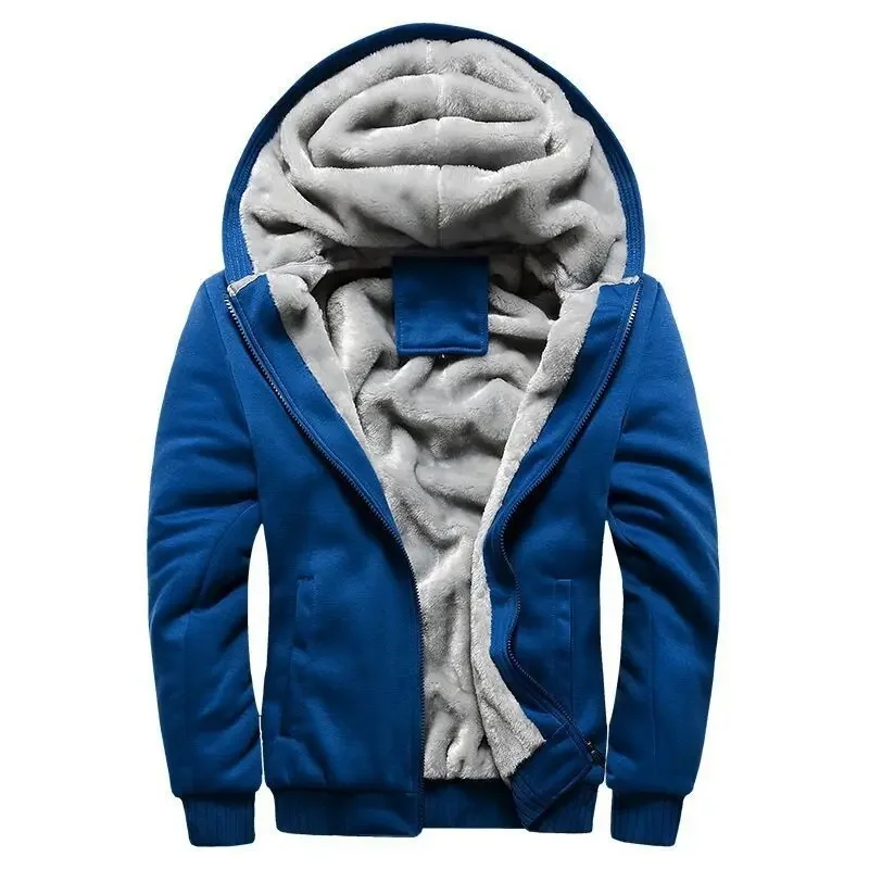 Street-Wave Mens Hooded Jacket Plush Lined Full Zip Ribbed Cuffs Regular Fit Cotton Blend Winter Coat