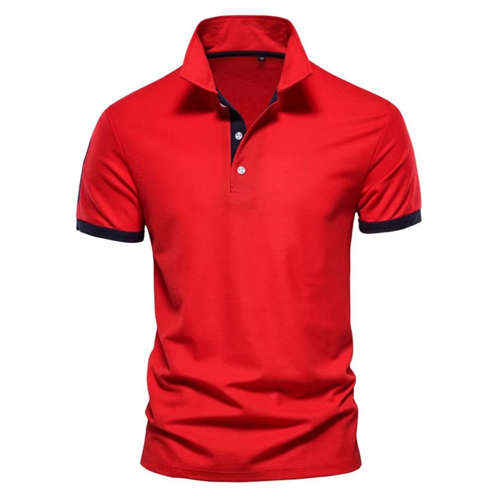 Street-Wave Men's Navy Slim Fit Polo Shirt With Orange Placket And Cuffs For Smart Casual