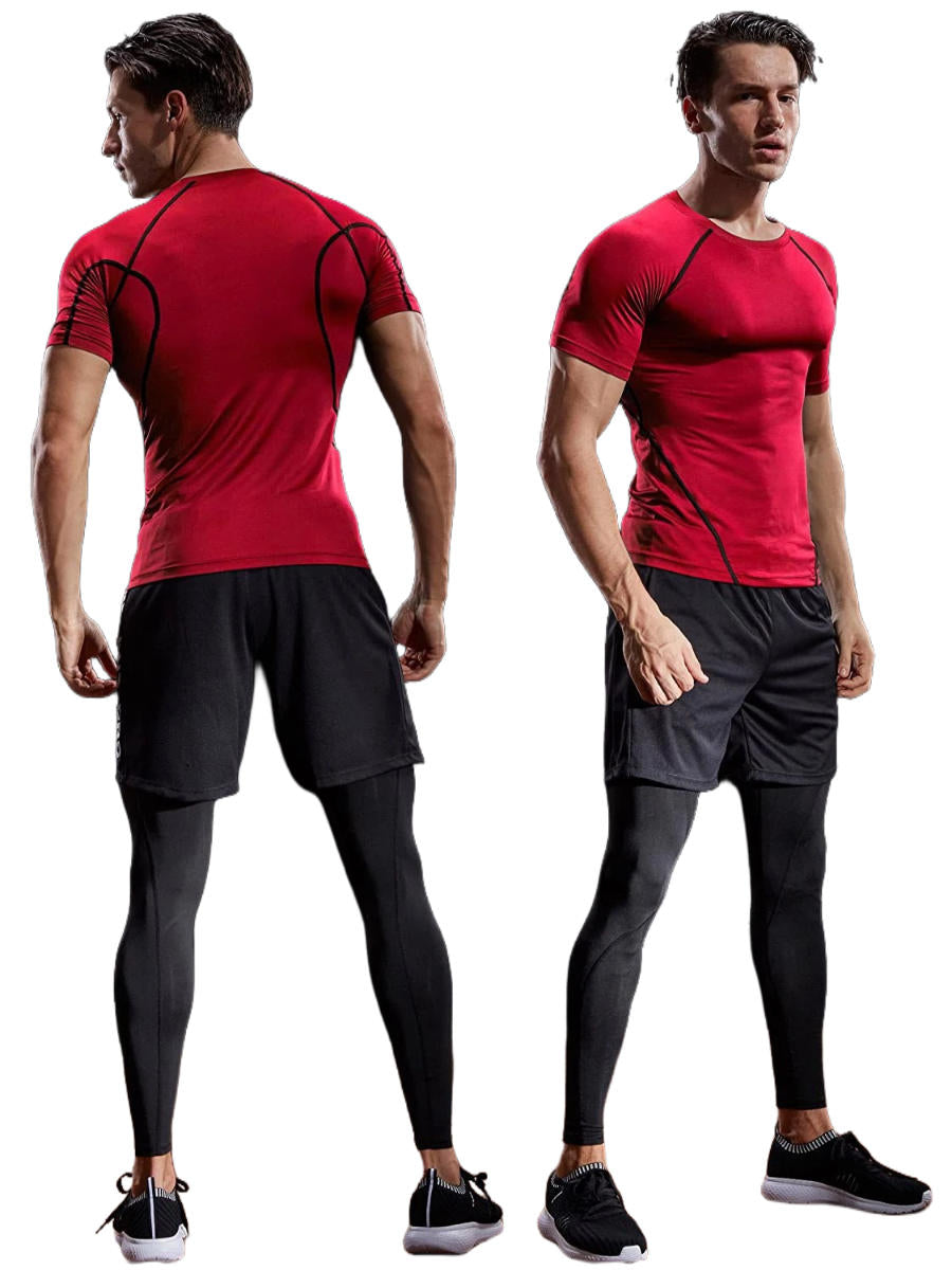 Street-Wave Mens Short Sleeve Compression Shirt For Training And Workouts Moisture Wicking Performance Top