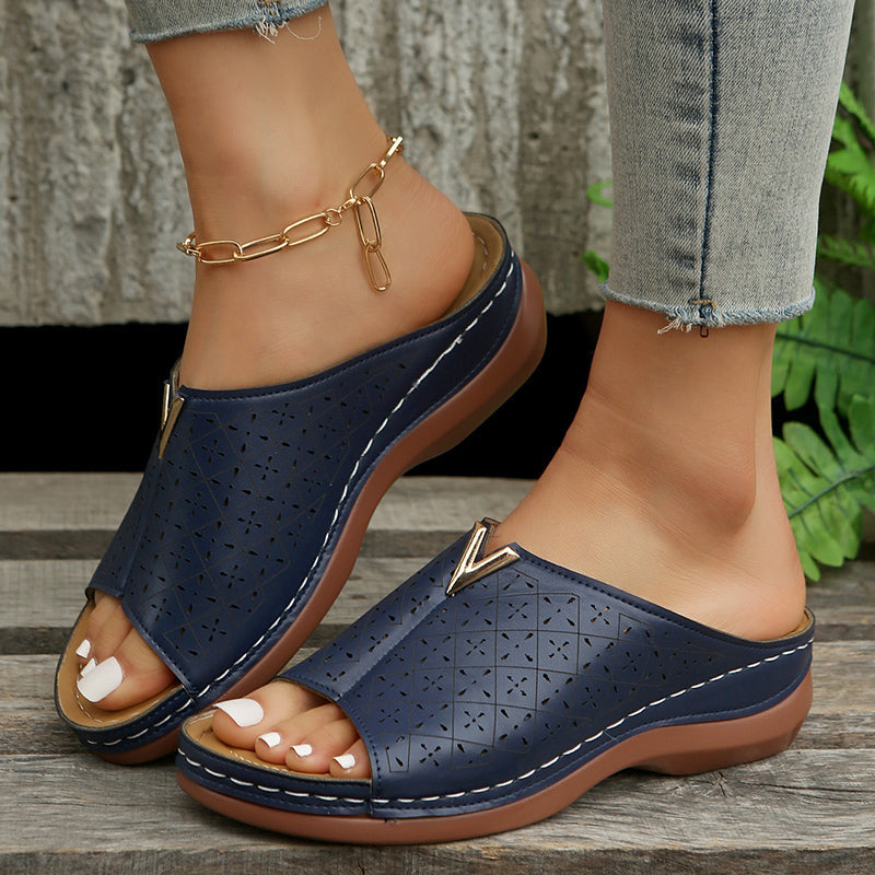 Street Wave Orthopedic Sandals For Women With All Day Comfort Arch Support Perforated White Slip On