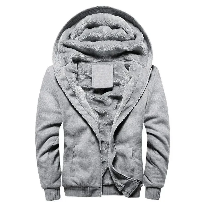 Street-Wave Mens Hooded Jacket Plush Lined Full Zip Ribbed Cuffs Regular Fit Cotton Blend Winter Coat