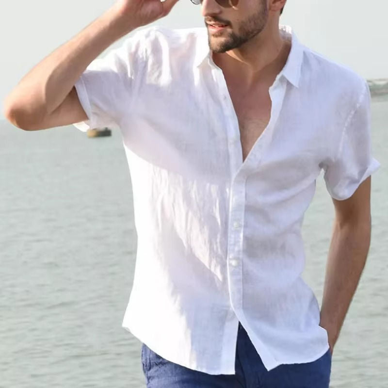 Mens Summer Linen Shirt Light And Breathable For Hot Weather Office And Casual Wear