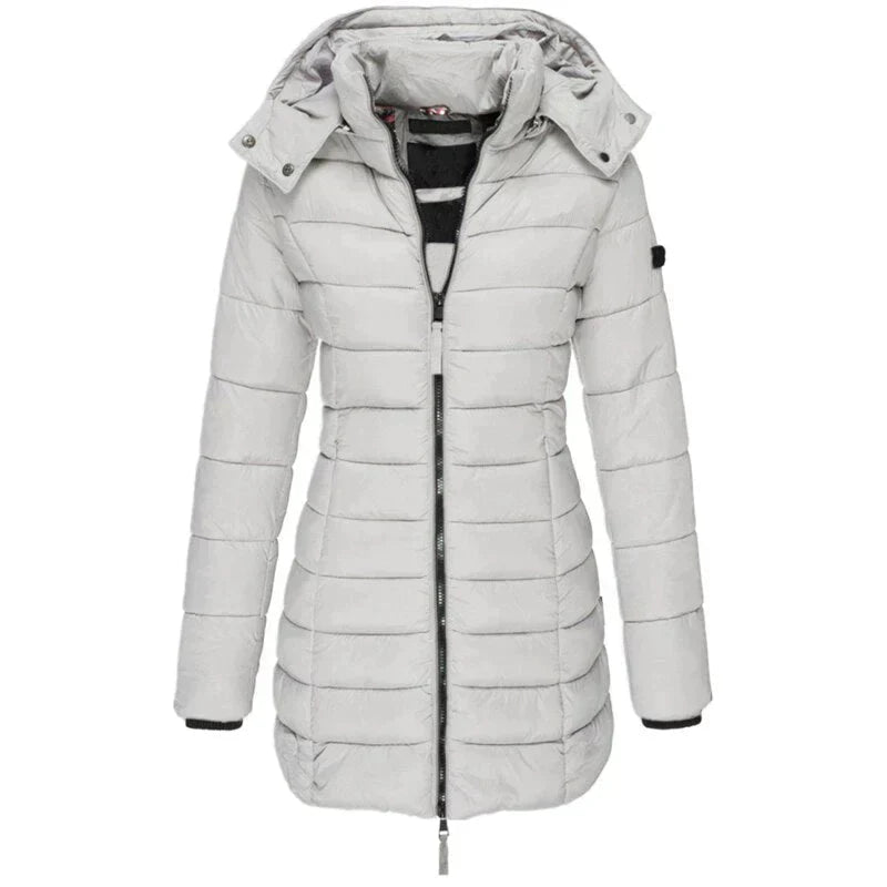 Street-Wave Women Puffer Coat Longline Warmth Insulated Quilted Hooded Winter Jacket
