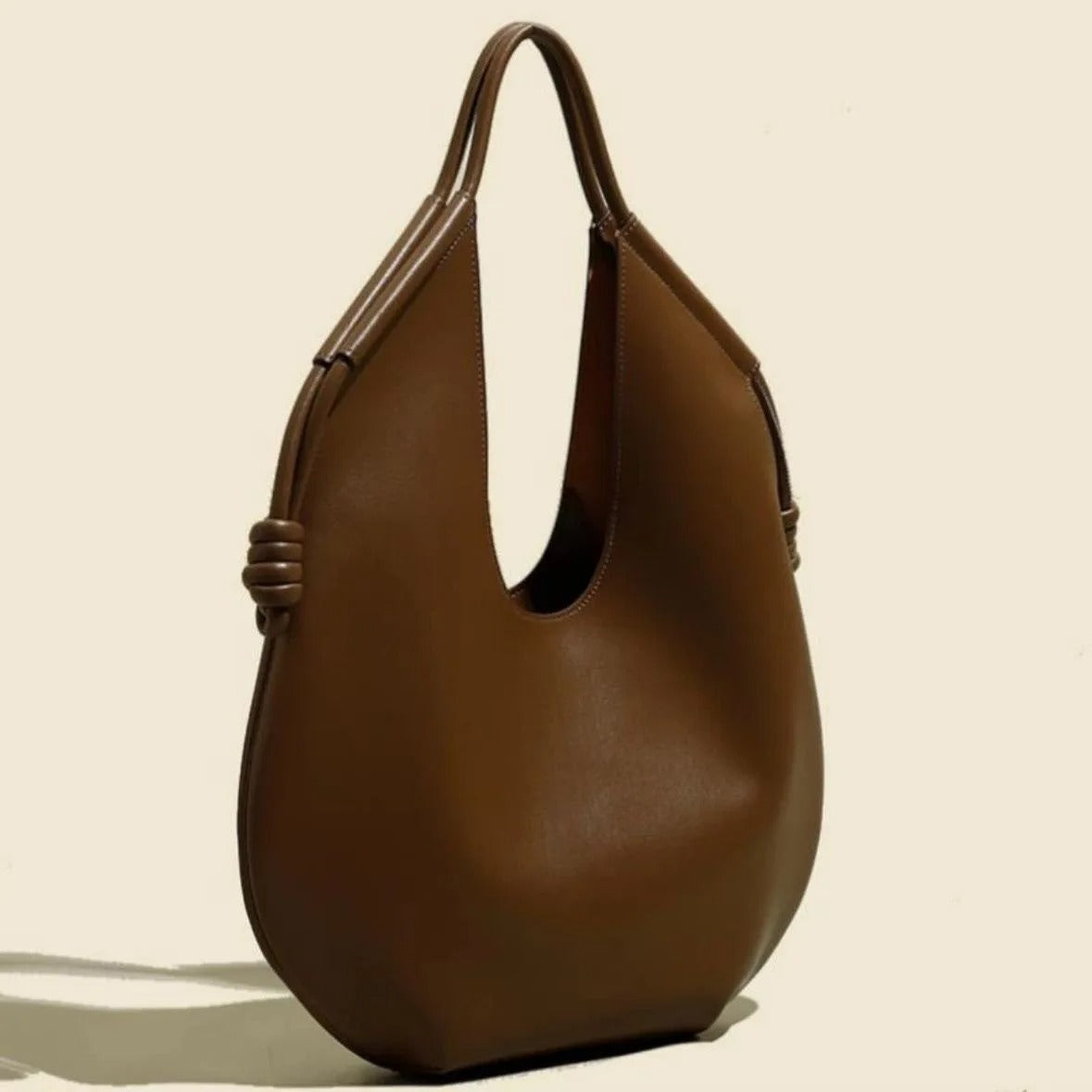 Street-Wave Rosie Slouchy Tote Bag - Knotted Detail Top Handle Leather Tote for Everyday Style
