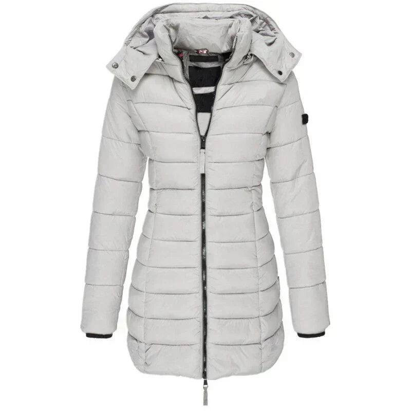 Street-wave Hooded Long Down Coat Navy For Women Warmth And Style Winter Essential