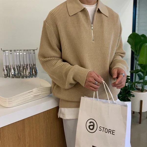 Street-Wave Men's Elegant Knit Sweater For Spring And Fall Comfort, Versatile Everyday Wear, Casual Style