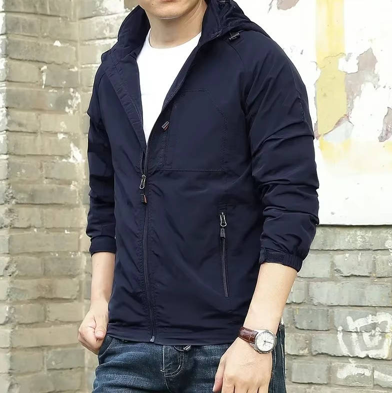 Street-Wave Men's Lightweight Utility Jacket Windproof Water Resistant With Zip Pockets