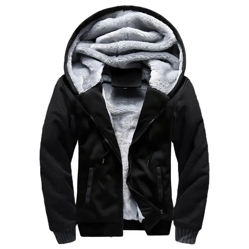 Street-Wave Mens Hooded Jacket Plush Lined Full Zip Ribbed Cuffs Regular Fit Cotton Blend Winter Coat