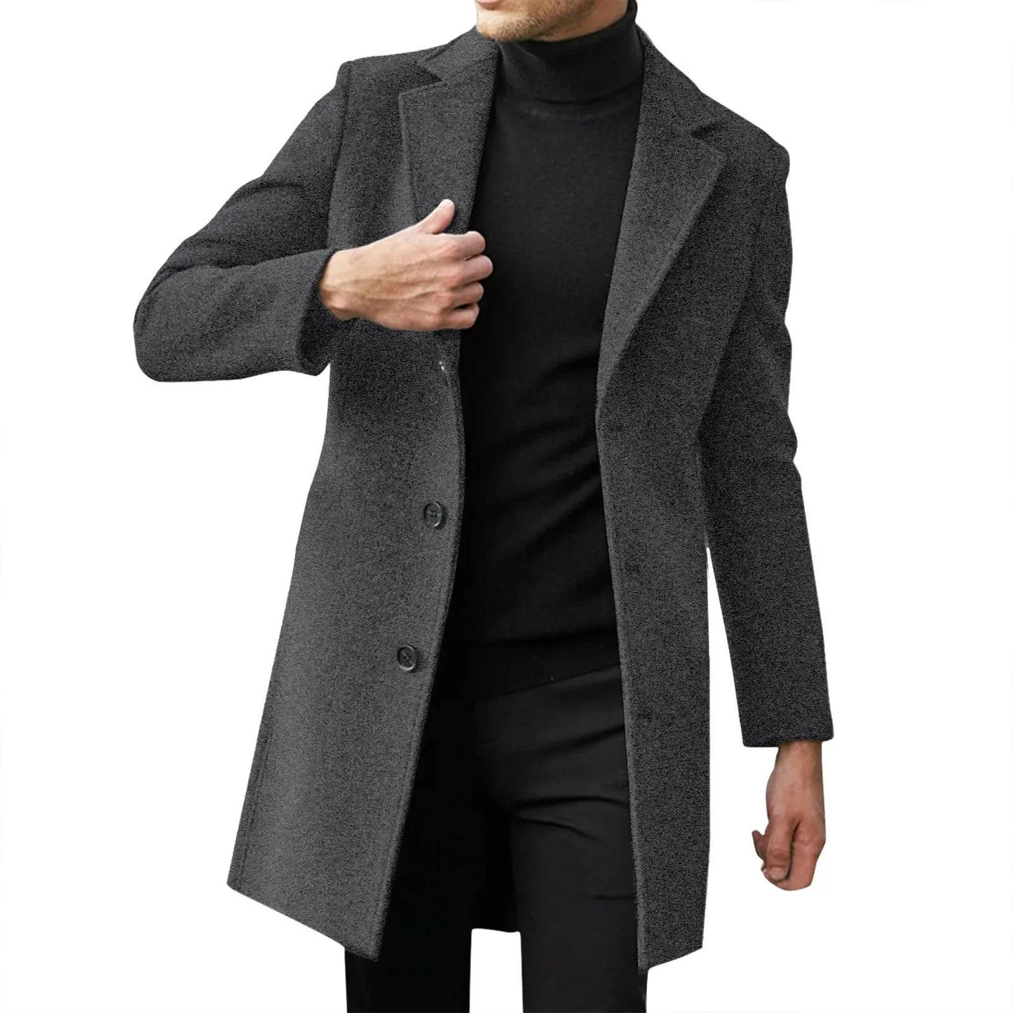 Street-Wave Men's Winter Wool Overcoat Slim Fit Classic Longline Coat for Business Formalwear Warmth