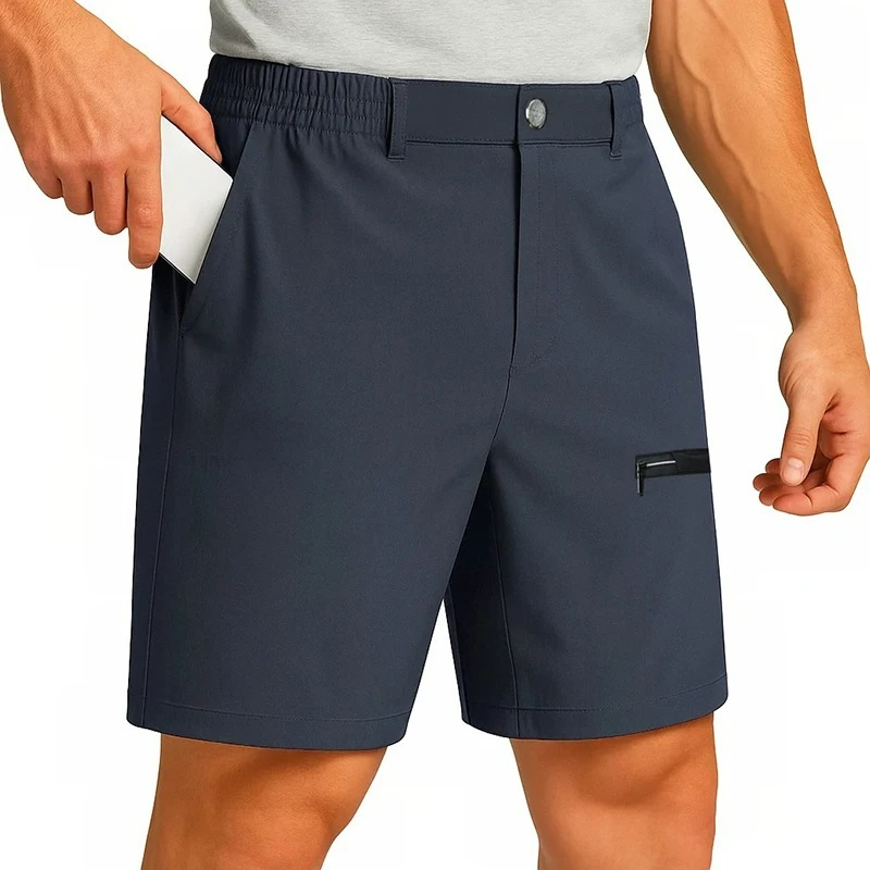 Street-Wave Ice Silk Breathable Men's Summer Shorts With Zipper Pocket And Cargo Style