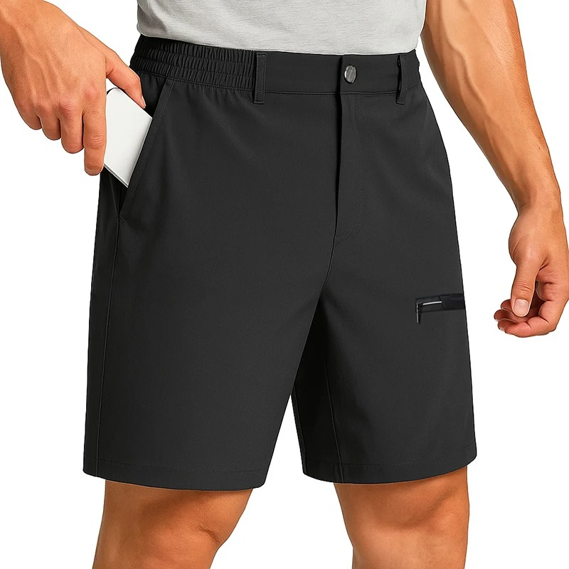 Street-Wave Ice Silk Breathable Men's Summer Shorts With Zipper Pocket And Cargo Style