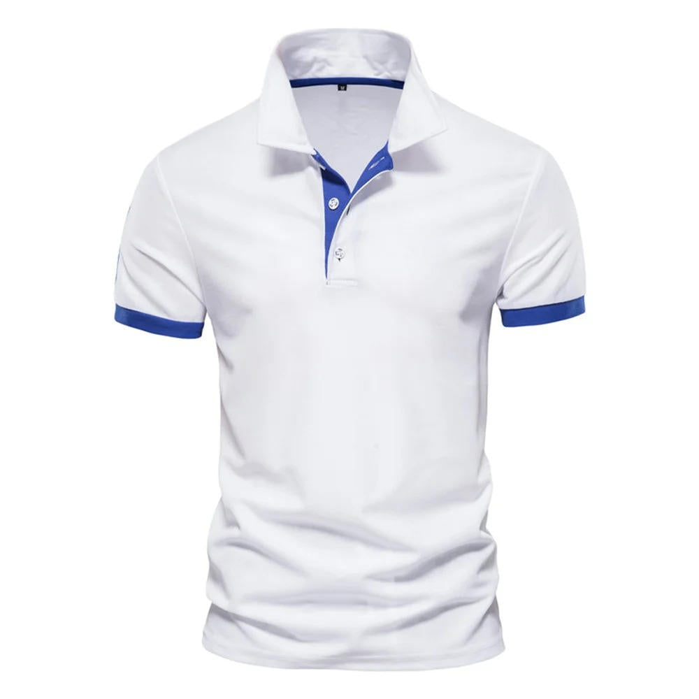Street-Wave Men's Navy Slim Fit Polo Shirt With Orange Placket And Cuffs For Smart Casual