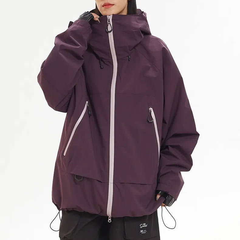 Street-Wave Mens Hiking Jacket Waterproof Rain Shell With Front Zipper Pockets And Hooded Design