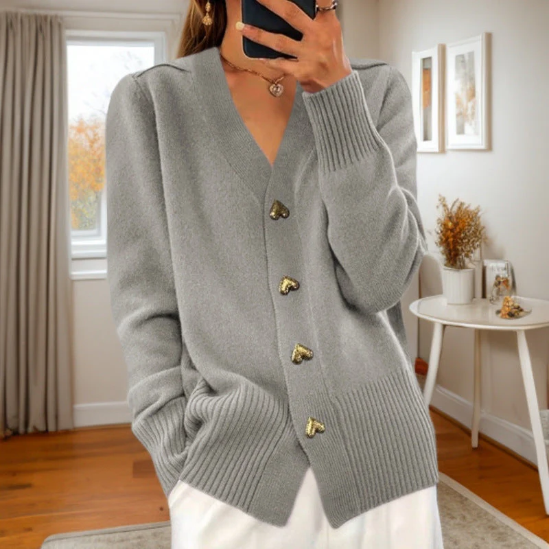 Chloe Doux Col V Cardigan StreetWave Women Luxe Wool Blend