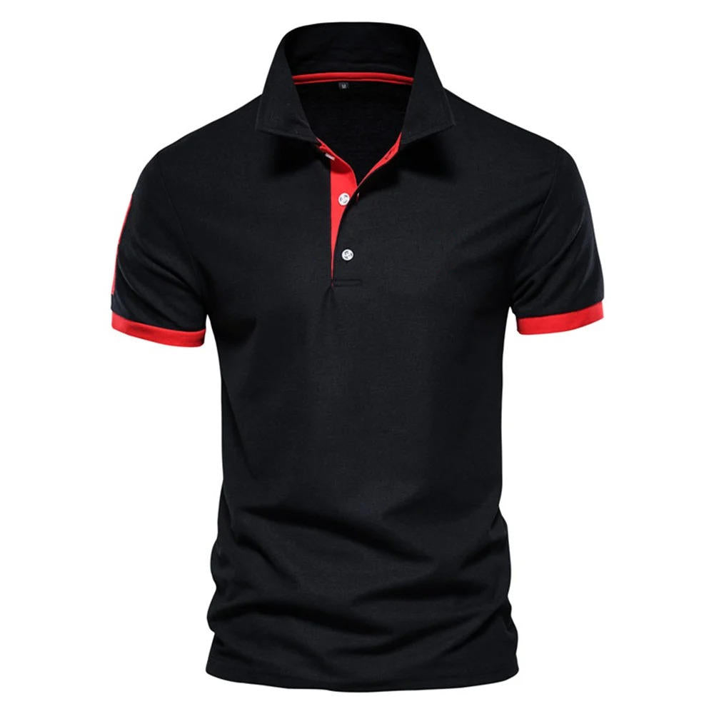 Street-Wave Men's Navy Slim Fit Polo Shirt With Orange Placket And Cuffs For Smart Casual