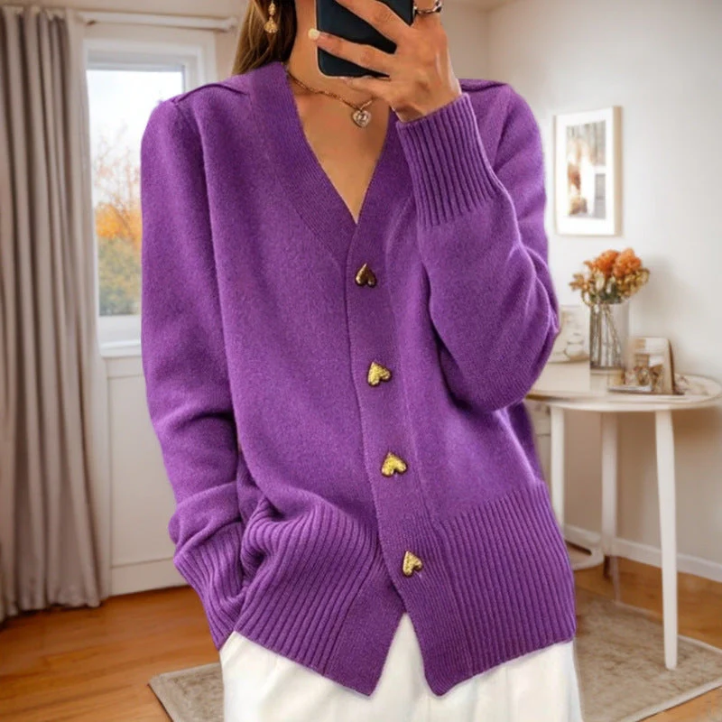 Chloe Doux Col V Cardigan StreetWave Women Luxe Wool Blend