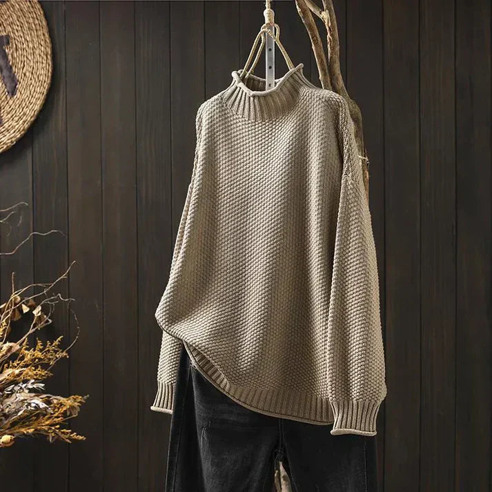 Street-wave Women Cozy Chunky Turtleneck Pullover Knit Sweater for Elegant Comfort