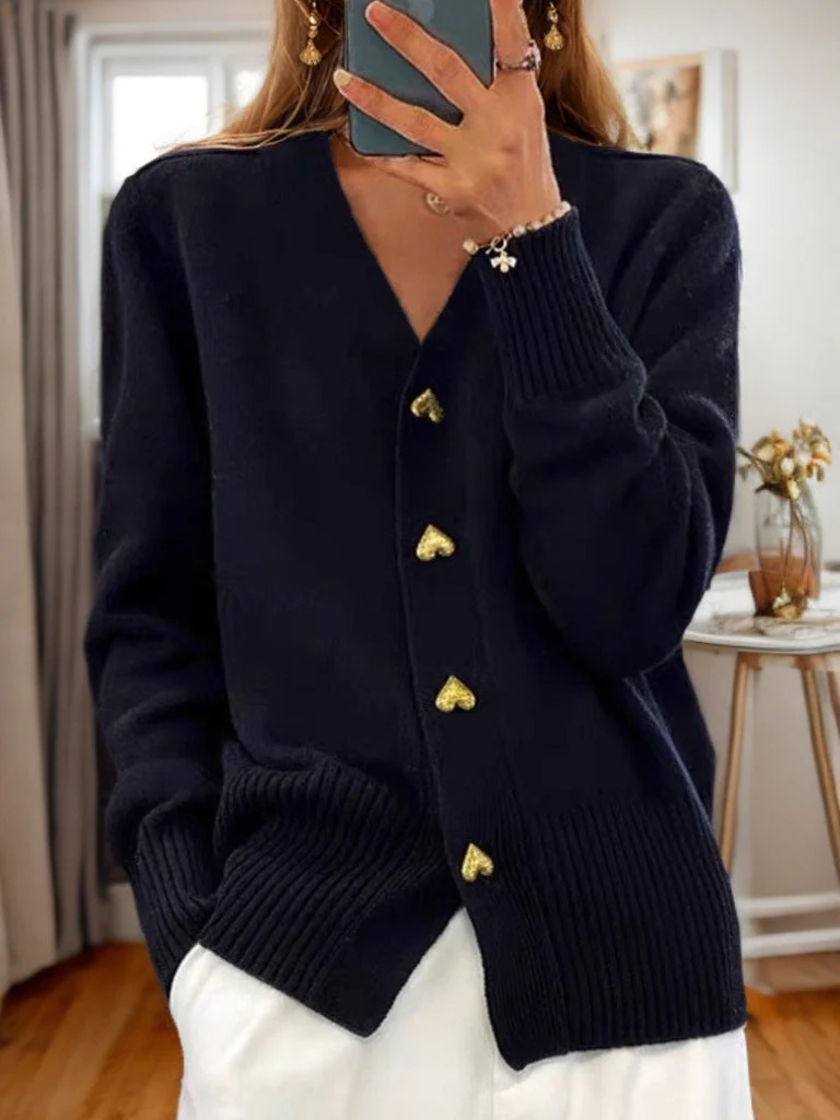 Chloe Doux Col V Cardigan StreetWave Women Luxe Wool Blend