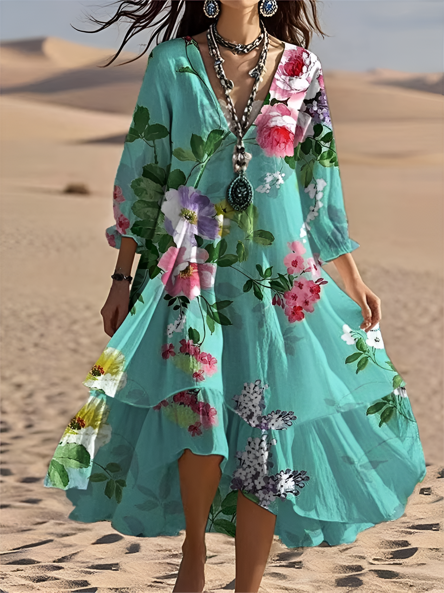 Floral Vintage Boho Maxi Dress – street-wave.co.uk