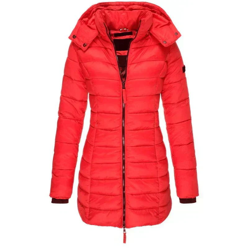 Street-Wave Women Puffer Coat Longline Warmth Insulated Quilted Hooded Winter Jacket