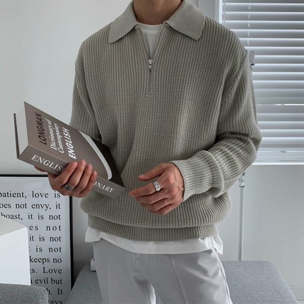 Street-Wave Men's Elegant Knit Sweater For Spring And Fall Comfort, Versatile Everyday Wear, Casual Style