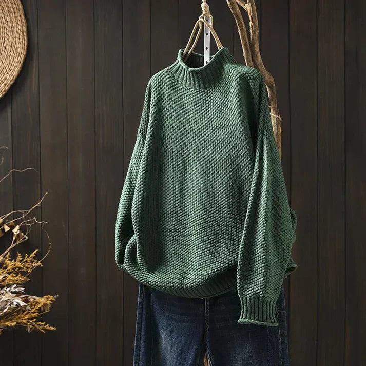 Street-wave Women Cozy Chunky Turtleneck Pullover Knit Sweater for Elegant Comfort